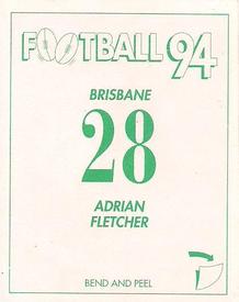 1994 Select AFL Stickers #28 Adrian Fletcher Back